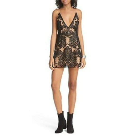 Free People Dresses & Skirts - 242. Free People Night Shimmers Mini Dress Black US 4